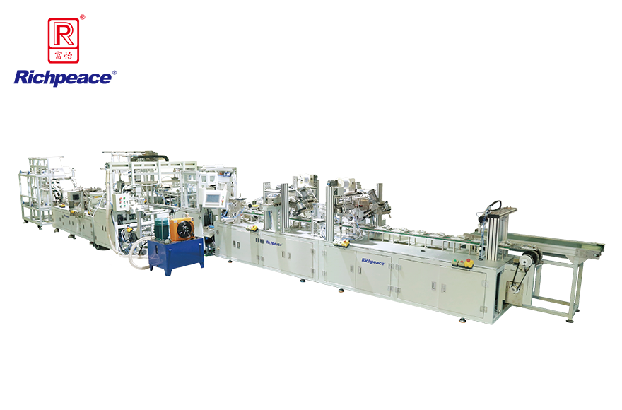 富怡全自動罩杯口罩生產線搭載預成型系統(釘頭帶)